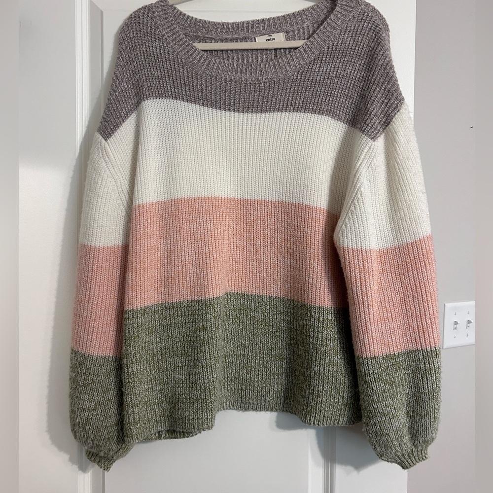 Entro Pink Green Brown Medium Sweater